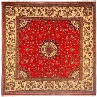 One Of The Kind Persian Yazd Rug 6'5" x 6'5": ABC Rugs Kilims Collection Authentic Persian Rug Yazd Traditional Style Hand-Knotted Indoor Area Rug With Natural Wool And Cotton 6'5" X 6'5" Abcr02895 Hand knotted and meticulously crafted by Persian
