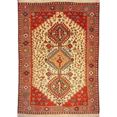 One Of The Kind Persian Yalameh Rug 4'11" x 3'6": ABC Rugs Kilims Collection Authentic Persian Rug Yalameh Traditional Style Hand-Knotted Indoor Area Rug With Natural Wool And Cotton 4'11" X 3'6" Abcr02404 Hand knotted and meticulously crafted by Per