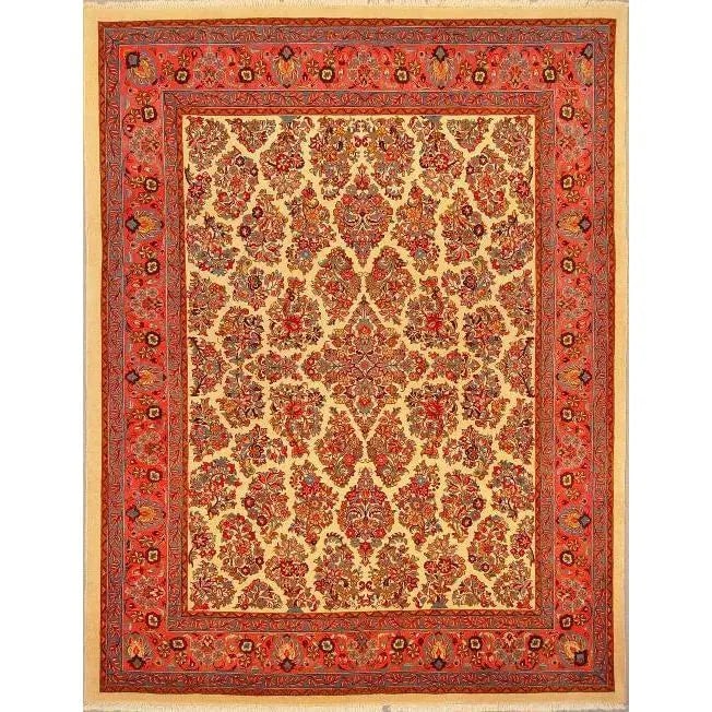 One Of The Kind Persian Sarough Rug 8'11" x 6'11": ABC Rugs Kilims Collection Authentic Persian Rug Sarough Traditional Style Hand-Knotted Indoor Area Rug With Natural Wool And Cotton 8'11" X 6'11" Abcr02794 Hand knotted and meticulously crafted by Pe