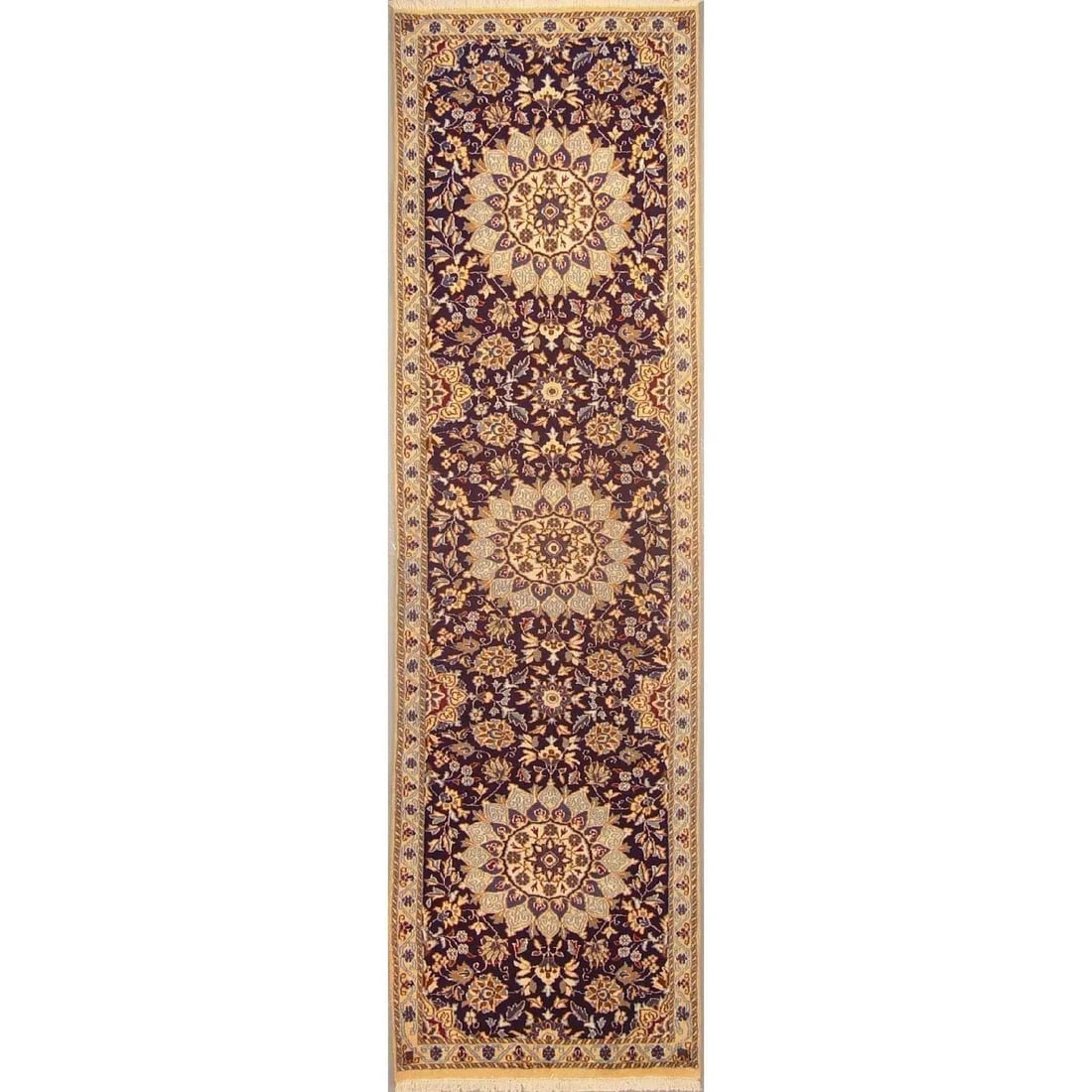 One Of The Kind Persian Nain Rug 9'6" x 2'7": ABC Rugs Kilims Collection Authentic Persian Rug Nain Traditional Style Hand-Knotted Indoor Area Rug With Natural Wool And Silk 9'6" X 2'7" Abcr02837 Hand knotted and meticulously crafted by Persian a