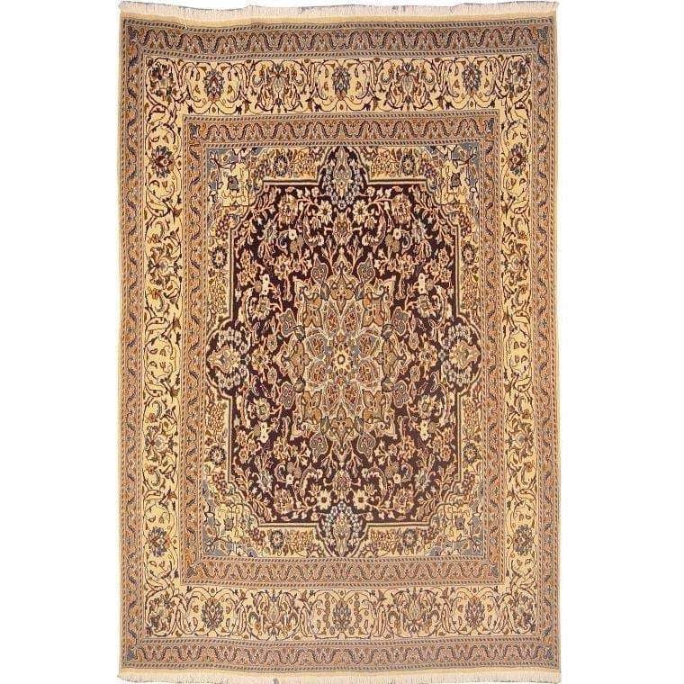 One Of The Kind Persian Nain Rug 6'6" x 6'5": ABC Rugs Kilims Collection Authentic Persian Rug Nain Traditional Style Hand-Knotted Indoor Area Rug With Natural Wool And Silk 6'6" X 6'5" Abcr02838 Hand knotted and meticulously crafted by Persian a