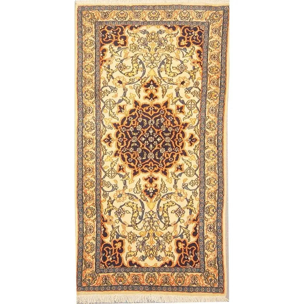 One Of The Kind Persian Nain Rug 4'3" x 2'3": ABC Rugs Kilims Collection Authentic Persian Rug Nain Traditional Style Hand-Knotted Indoor Area Rug With Natural Wool And Silk 4'3" X 2'3" Abcr02863 Hand knotted and meticulously crafted by Persian a