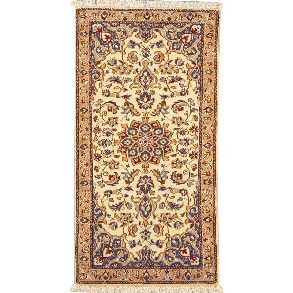 One Of The Kind Persian Nain Rug 4'1" x 2'1": ABC Rugs Kilims Collection Authentic Persian Rug Nain Traditional Style Hand-Knotted Indoor Area Rug With Natural Wool And Silk 4'1" X 2'1" Abcr02822 Hand knotted and meticulously crafted by Persian a