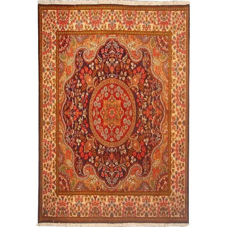 One Of The Kind Persian Kerman Rug 6'6" x 6'3": ABC Rugs Kilims Collection Authentic Persian Rug Kerman Traditional Style Hand-Knotted Indoor Area Rug With Natural Wool And Cotton 6'6" X 6'3" Abcr02848 Hand knotted and meticulously crafted by Persi