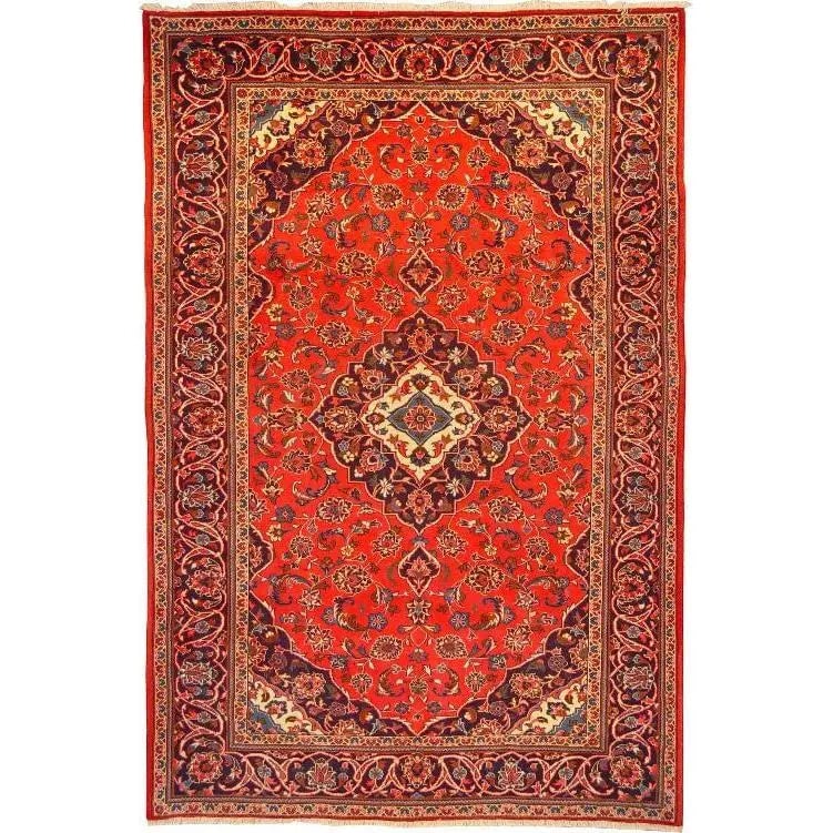 One Of The Kind Persian Kashan Rug 9'4" x 6'10": ABC Rugs Kilims Collection Authentic Persian Rug Kashan Traditional Style Hand-Knotted Indoor Area Rug With Natural Wool And Cotton 9'4" X 6'10" Abcr02880 Hand knotted and meticulously crafted by Pers