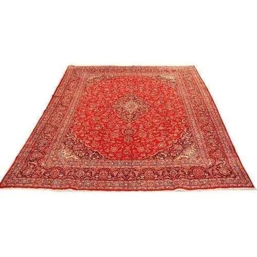 One Of The Kind Persian Kashan Rug 12'8" x 9'5": ABC Rugs Kilims Collection Authentic Persian Rug Kashan Traditional Style Hand-Knotted Indoor Area Rug With Natural Wool And Cotton 12'8" X 9'5" Abcr02934 Hand knotted and meticulously crafted by Pers