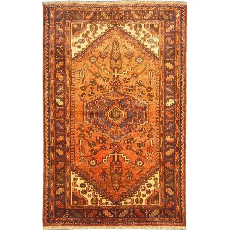 One Of The Kind Persian Hamedan Rug 5'0" x 3'3": ABC Rugs Kilims Collection Authentic Persian Rug Hamedan Traditional Style Hand-Knotted Indoor Area Rug With Natural Wool And Cotton 5'0" X 3'3" Abcr02906 Hand knotted and meticulously crafted by Pers