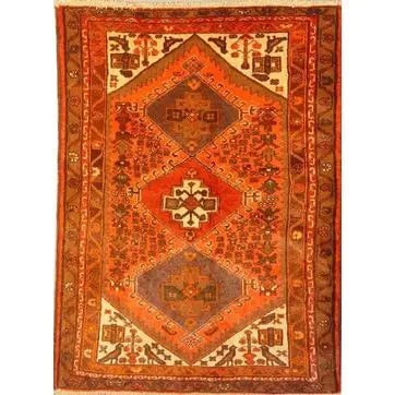 One Of The Kind Persian Hamedan Rug 4'8" x 3'5": ABC Rugs Kilims Collection Authentic Persian Rug Hamedan Traditional Style Hand-Knotted Indoor Area Rug With Natural Wool And Cotton 4'8" X 3'5" Abcr02145 Hand knotted and meticulously crafted by Pers