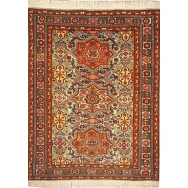 One Of The Kind Persian Ardabil Rug 4'11" x 3'7": ABC Rugs Kilims Collection Authentic Persian Rug Ardabil Traditional Style Hand-Knotted Indoor Area Rug With Natural Wool And Silk 4'11" X 3'7" Abcr02099 Hand knotted and meticulously crafted by Persi