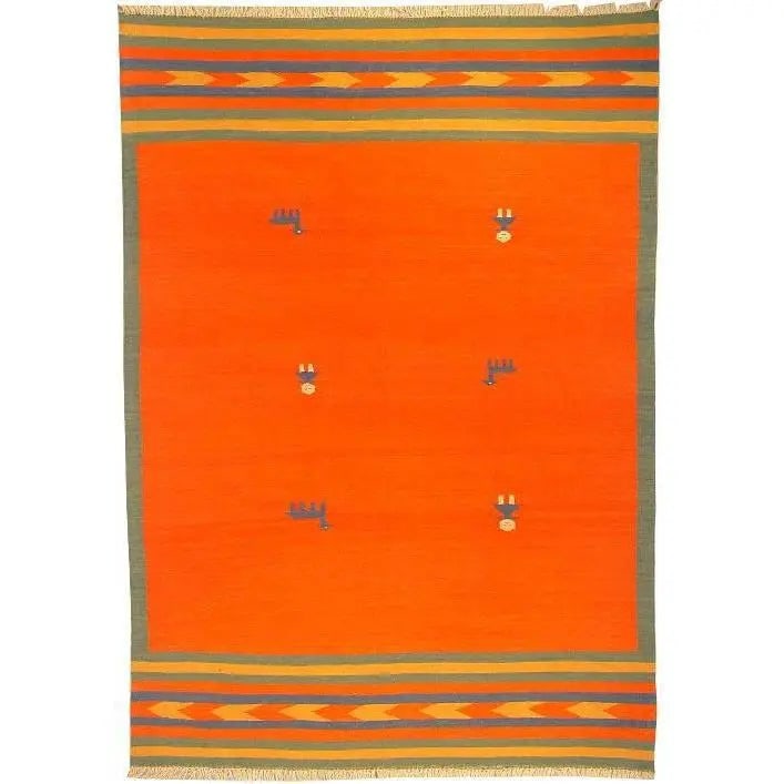 One Of The Kind Shiraz Persian Kilim 9'4" X 7'2": ABC Rugs Kilims Collection Shiraz Persian Kilim Collection And Modern Colorful Hand-Knotted Multi Area Kilim With Natural Wool And Cotton 9'4" X 7'2" Abck00077 Hand knotted and meticulously crafted by