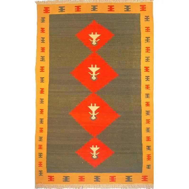 One Of The Kind Shiraz Persian Kilim 8'0" X 5'2": ABC Rugs Kilims Collection Shiraz Persian Kilim Collection And Modern Colorful Hand-Knotted Multi Area Kilim With Natural Wool And Cotton 8'0" X 5'2" Abck00074 Hand knotted and meticulously crafted by
