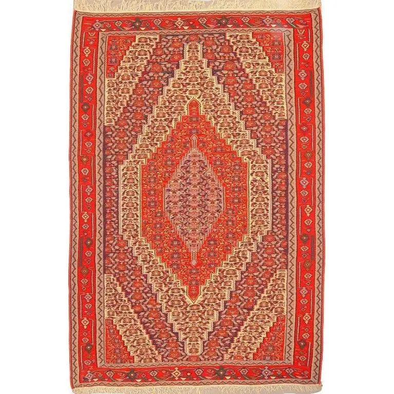 One Of The Kind Sanandaj Persian Kilim 9'6" X 6'6": ABC Rugs Kilims Collection Sanandaj Persian Kilim Collection And Modern Colorful Hand-Knotted Multi Area Kilim With Natural Wool And Cotton 9'6" X 6'6" Abck00101 Hand knotted and meticulously crafted 