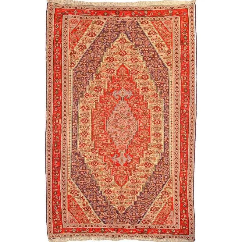 One Of The Kind Sanandaj Persian Kilim 9'6" X 6'6": ABC Rugs Kilims Collection Sanandaj Persian Kilim Collection And Modern Colorful Hand-Knotted Multi Area Kilim With Natural Wool And Cotton 9'6" X 6'6" Abck00098 Hand knotted and meticulously crafted 