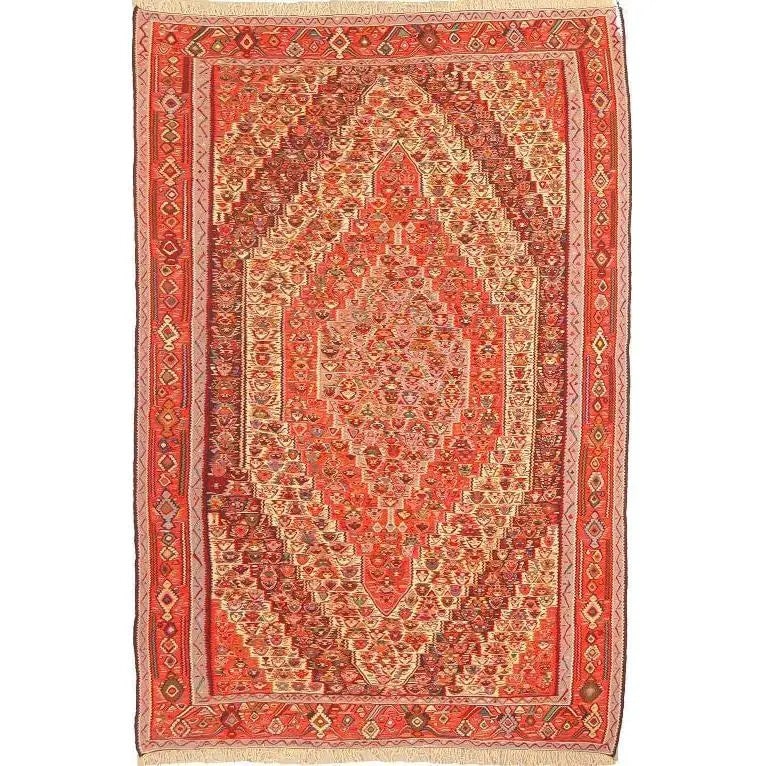 One Of The Kind Sanandaj Persian Kilim 9'10" X 6'2": ABC Rugs Kilims Collection Sanandaj Persian Kilim Collection And Modern Colorful Hand-Knotted Multi Area Kilim With Natural Wool And Cotton 9'10" X 6'2" Abck00097 Hand knotted and meticulously crafted