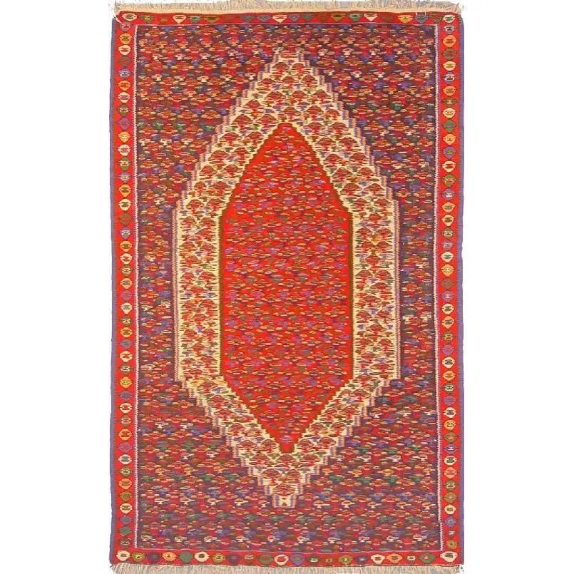 One Of The Kind Sanandaj Persian Kilim 7'6" X 4'7": ABC Rugs Kilims Collection Sanandaj Persian Kilim Collection And Modern Colorful Hand-Knotted Multi Area Kilim With Natural Wool And Cotton 7'6" X 4'7" Abck00248 Hand knotted and meticulously crafted 