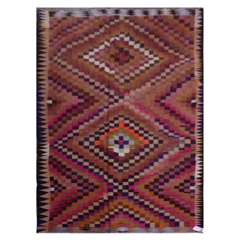 One Of The Kind Sanandaj Vintage Authentic Hand-Knotted Kilim 10'11" X 5'8" (1 of 1)
