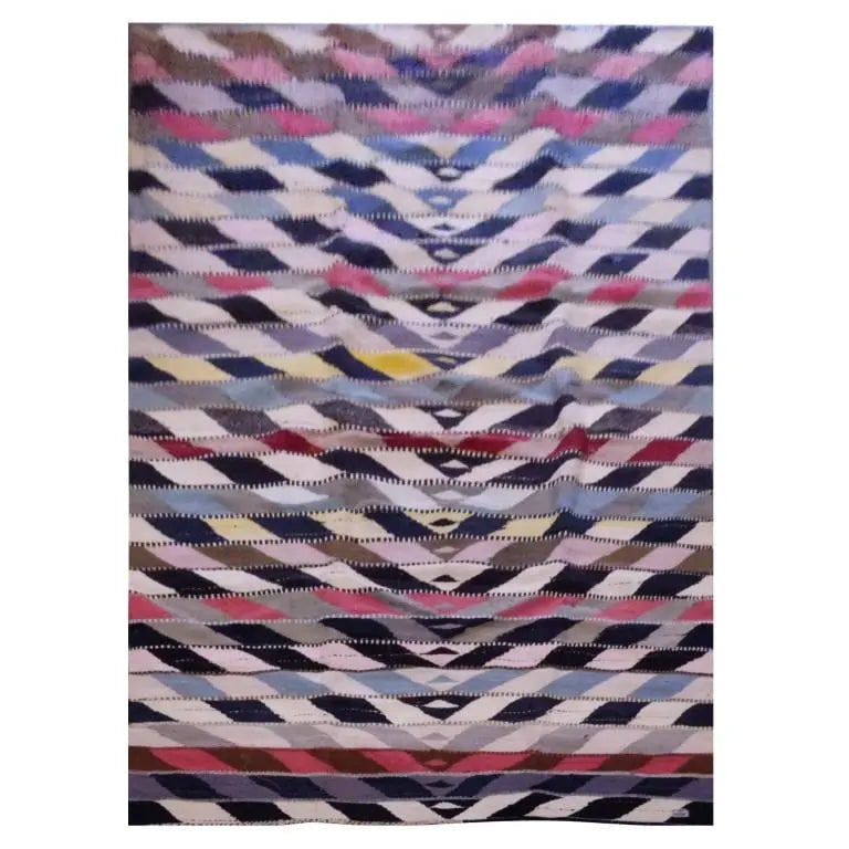 One Of The Kind Sanandaj Vintage Authentic Hand-Knotted Kilim 9'10" X 4'9": ABC Rugs Kilims Collection Sanandaj Vintage Hand-Knotted Kilim Made With Natural Wool And Cotton 300 X 146Cm (Abc1677) (Multi Color) Hand knotted and meticulously crafted by Sanandaj artisans, this st