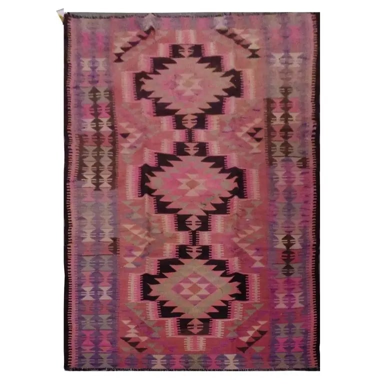 One Of The Kind Sanandaj Vintage Authentic Hand-Knotted Kilim 9'1" X 4'11": ABC Rugs Kilims Collection Sanandaj Vintage Hand-Knotted Kilim Made With Natural Wool And Cotton 278 X 150Cm (Abc1720) (Multi Color) Hand knotted and meticulously crafted by Sanandaj artisans, this st
