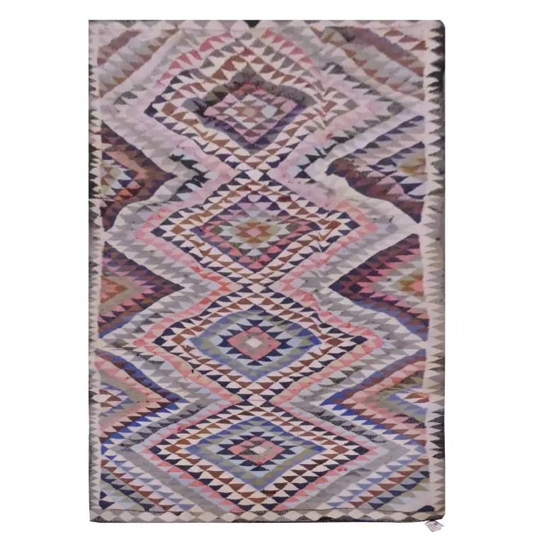 One Of The Kind Sanandaj Vintage Authentic Hand-Knotted Kilim 9'1" X 4'9": ABC Rugs Kilims Collection Sanandaj Vintage Hand-Knotted Kilim Made With Natural Wool And Cotton 278 X 147Cm (Abc1731) (Multi Color) Hand knotted and meticulously crafted by Sanandaj artisans, this st