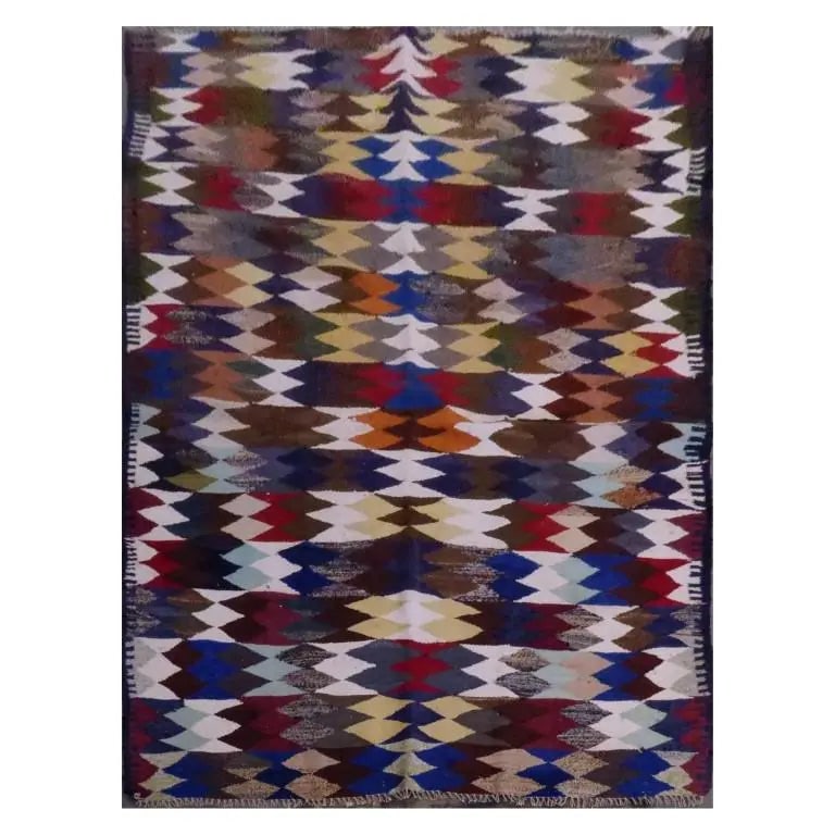 One Of The Kind Sanandaj Vintage Authentic Hand-Knotted Kilim 8'9" X 5'2": ABC Rugs Kilims Collection Sanandaj Vintage Hand-Knotted Kilim Made With Natural Wool And Cotton 268 X 160Cm (Abc1950) (Multi Color) Hand knotted and meticulously crafted by Sanandaj artisans, this st