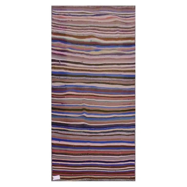 One Of The Kind Sanandaj Vintage Authentic Hand-Knotted Kilim 8'8" X 3'8": ABC Rugs Kilims Collection Sanandaj Vintage Hand-Knotted Kilim Made With Natural Wool And Cotton 265 X 112Cm (Abc1910) (Multi Color) Hand knotted and meticulously crafted by Sanandaj artisans, this st