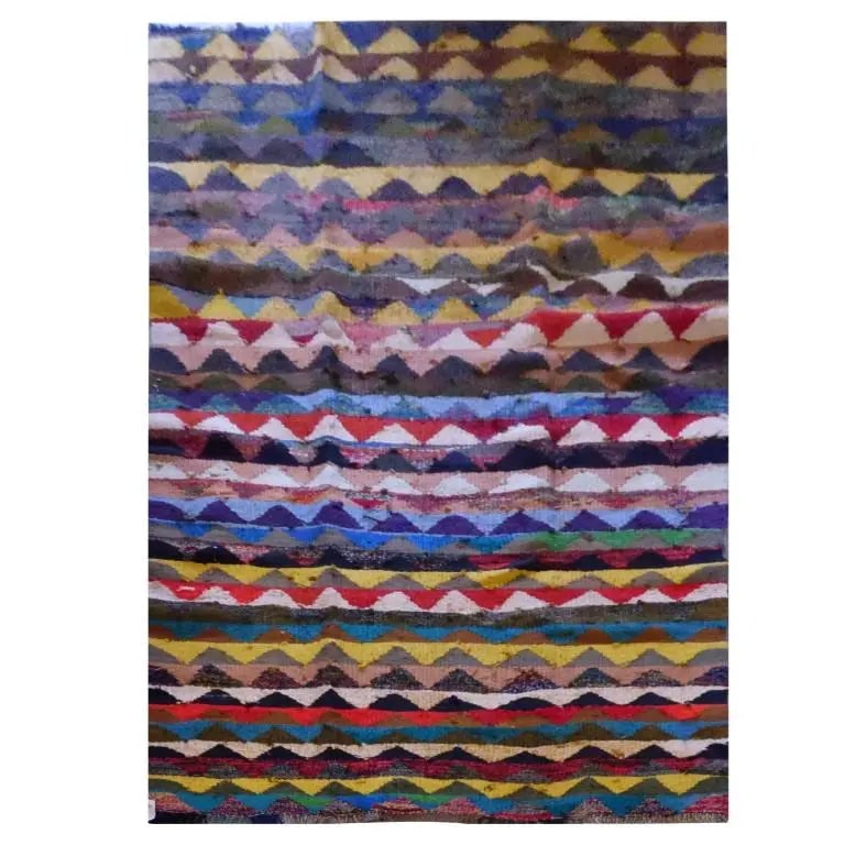 One Of The Kind Sanandaj Vintage Authentic Hand-Knotted Kilim 8'7" X 4'7": ABC Rugs Kilims Collection Sanandaj Vintage Hand-Knotted Kilim Made With Natural Wool And Cotton 262 X 140Cm (Abc1772) (Multi Color) Hand knotted and meticulously crafted by Sanandaj artisans, this st