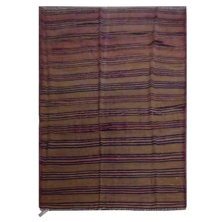 One Of The Kind Sanandaj Vintage Authentic Hand-Knotted Kilim 7'9" X 4'3": ABC Rugs Kilims Collection Sanandaj Vintage Hand-Knotted Kilim Made With Natural Wool And Cotton 237 X 130Cm (Abc1497) (Multi Color) Hand knotted and meticulously crafted by Sanandaj artisans, this st