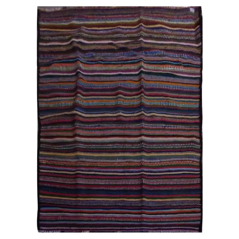 One Of The Kind Sanandaj Vintage Authentic Hand-Knotted Kilim 7'6" X 4'7": ABC Rugs Kilims Collection Sanandaj Vintage Hand-Knotted Kilim Made With Natural Wool And Cotton 230 X 142Cm (Abc1490) (Multi Color) Hand knotted and meticulously crafted by Sanandaj artisans, this st