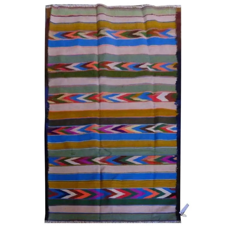 One Of The Kind Sanandaj Vintage Authentic Hand-Knotted Kilim 7'1" X 3'7": ABC Rugs Kilims Collection Sanandaj Vintage Hand-Knotted Kilim Made With Natural Wool And Cotton 217 X 110Cm (Abc1561) (Multi Color) Hand knotted and meticulously crafted by Sanandaj artisans, this st