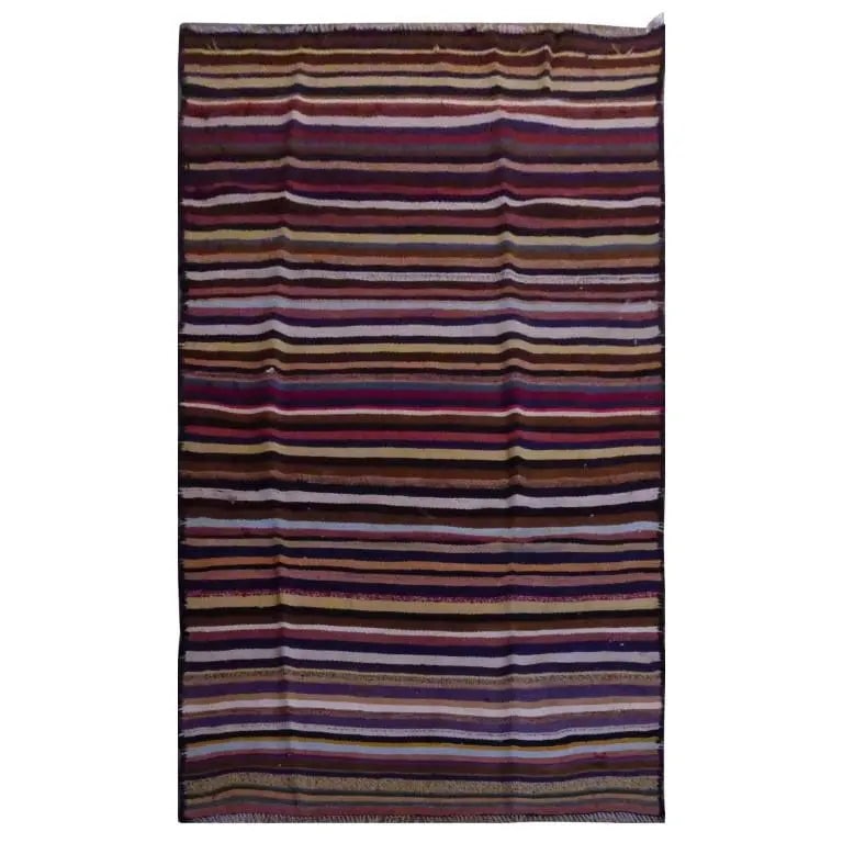 One Of The Kind Sanandaj Vintage Authentic Hand-Knotted Kilim 7'0" X 3'4": ABC Rugs Kilims Collection Sanandaj Vintage Hand-Knotted Kilim Made With Natural Wool And Cotton 214 X 103Cm (Abc1858) (Multi Color) Hand knotted and meticulously crafted by Sanandaj artisans, this st