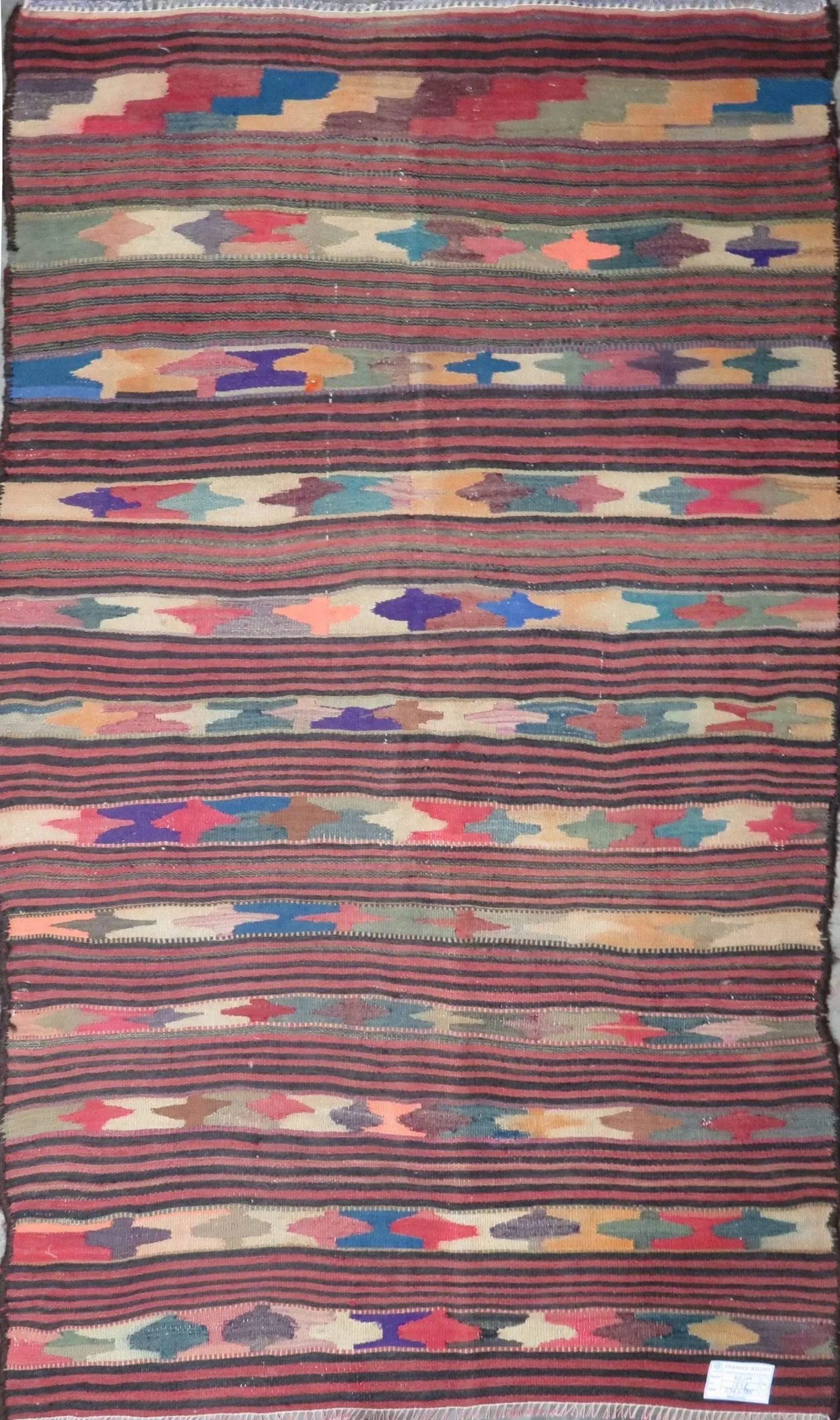 One Of The Kind Authentic Hand-Knotted Sanandaj Vintage Kilim 7'0" X 4'0": ABC Rugs Kilims Collection Sanandaj Seneh, Vintage Kilim Collection And Modern Hand-Knotted Area Kilim With Natural Wool And Cotton 7'0" X 4'0" (Abc-Per-1256) (Multi Color) Hand knotted and meticulous