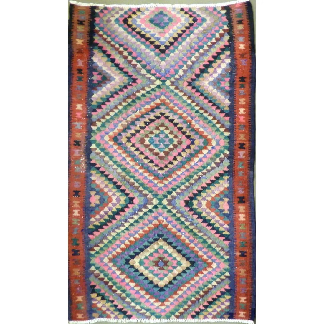 One Of The Kind Authentic Hand-Knotted Sanandaj Vintage Kilim 8'1" X 4'3": ABC Rugs Kilims Collection Authentic Hand-Knotted Sanandaj Vintage Kilims Natural Wool Seneh Collection Area Kilim 8'1" X 4'3" (Abckg1056) (Multi Color) Hand knotted and meticulously crafted by Sanand