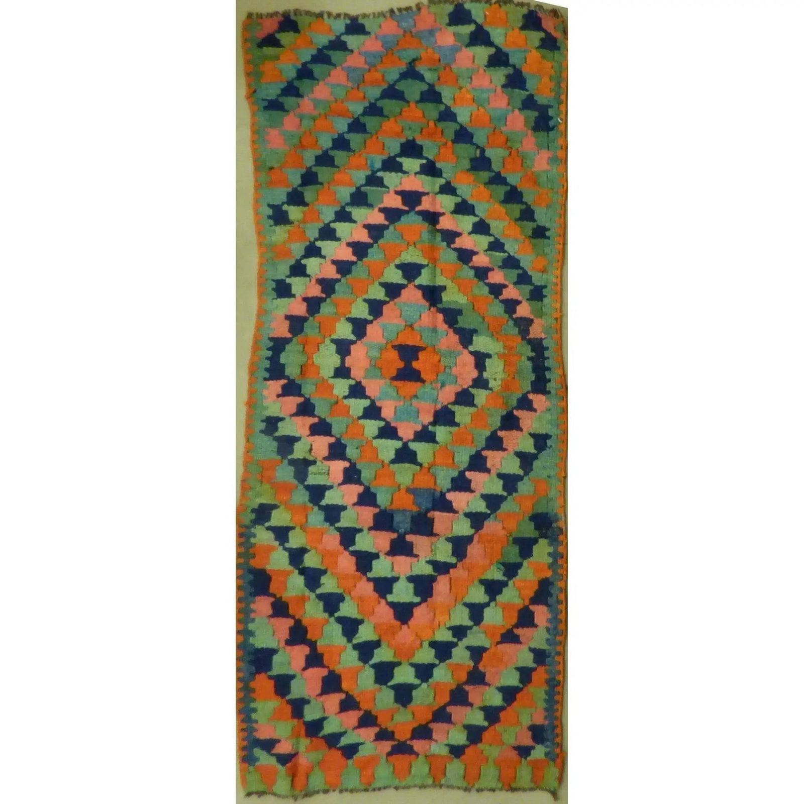 One Of The Kind Authentic Hand-Knotted Sanandaj Vintage Kilim 8'0" X 3'9": ABC Rugs Kilims Collection Authentic Hand-Knotted Sanandaj Vintage Kilims Natural Wool Seneh Collection Area Kilim 8'0" X 3'9" (Abckg1002) (Multi Color) Hand knotted and meticulously crafted by Sanand