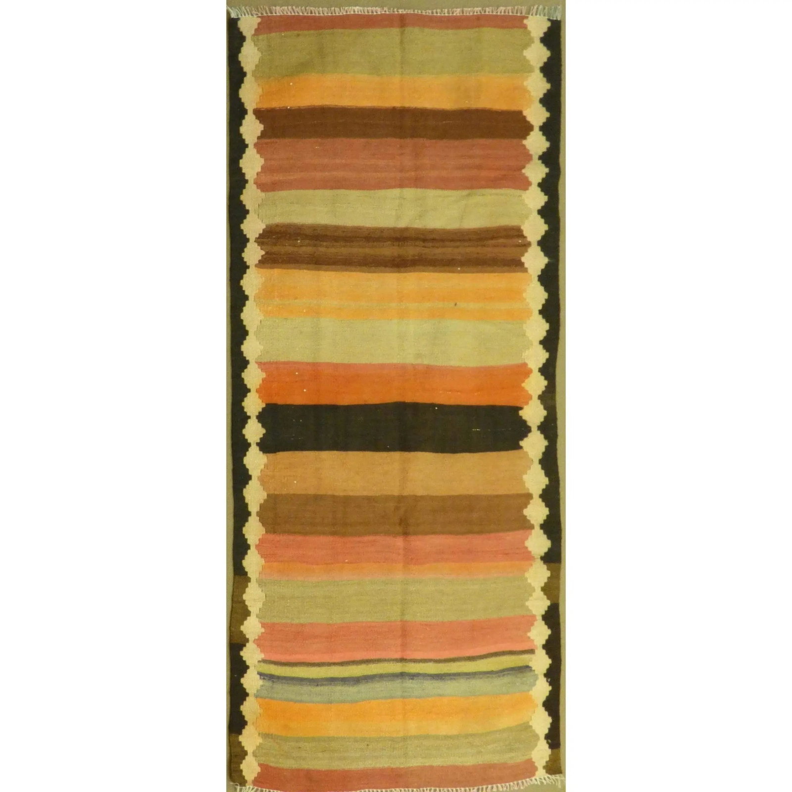 One Of The Kind Authentic Hand-Knotted Sanandaj Vintage Kilim 6'7" X 3'3": ABC Rugs Kilims Collection Authentic Hand-Knotted Sanandaj Vintage Kilims Natural Wool Seneh Collection Area Kilim 6'7" X 3'3" (Abckg1119) (Multi Color) Hand knotted and meticulously crafted by Sanand