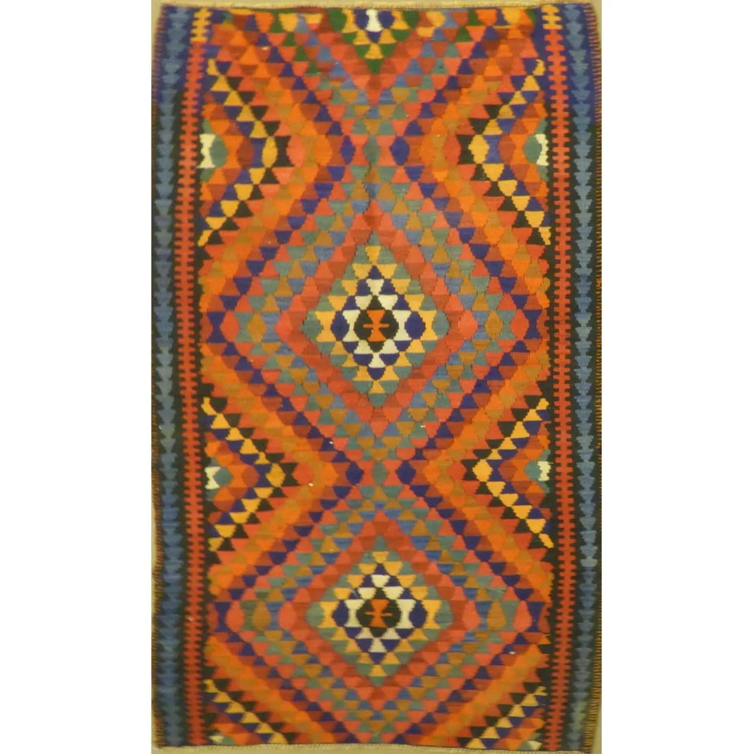 One Of The Kind Authentic Hand-Knotted Sanandaj Vintage Kilim 11'6" X 4'11": ABC Rugs Kilims Collection Authentic Hand-Knotted Sanandaj Vintage Kilims Natural Wool Seneh Collection Area Kilim 11'6" X 4'11" (Abckg1121) (Multi Color) Hand knotted and meticulously crafted by Sana