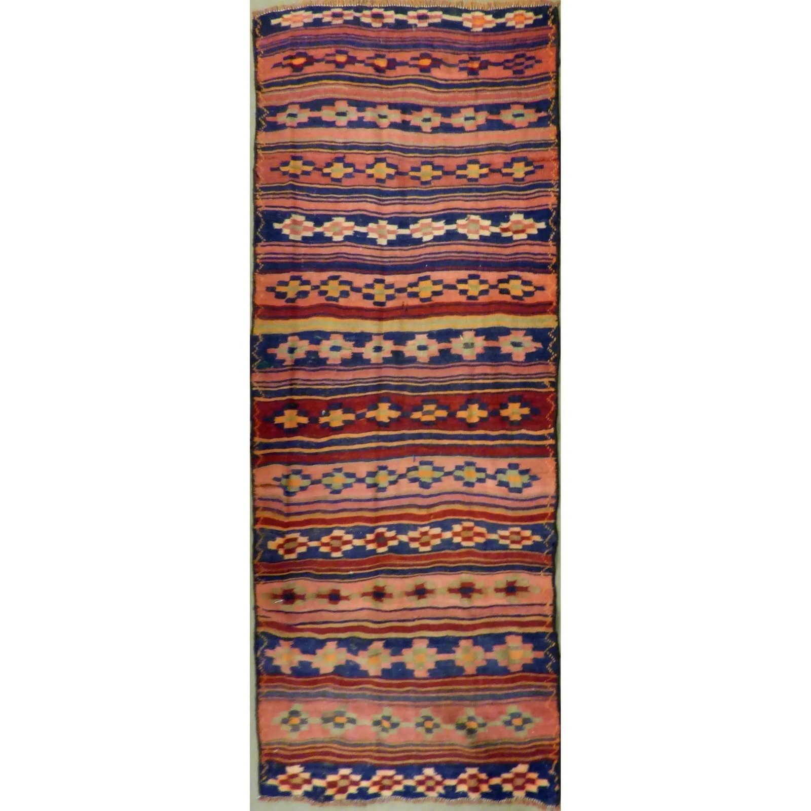 One Of The Kind Authentic Hand-Knotted Sanandaj Vintage Kilim 11'2" X 5'3": ABC Rugs Kilims Collection Authentic Hand-Knotted Sanandaj Vintage Kilims Natural Wool Seneh Collection Area Kilim 11'2" X 5'3" (Abckg1107) (Multi Color) Hand knotted and meticulously crafted by Sanan