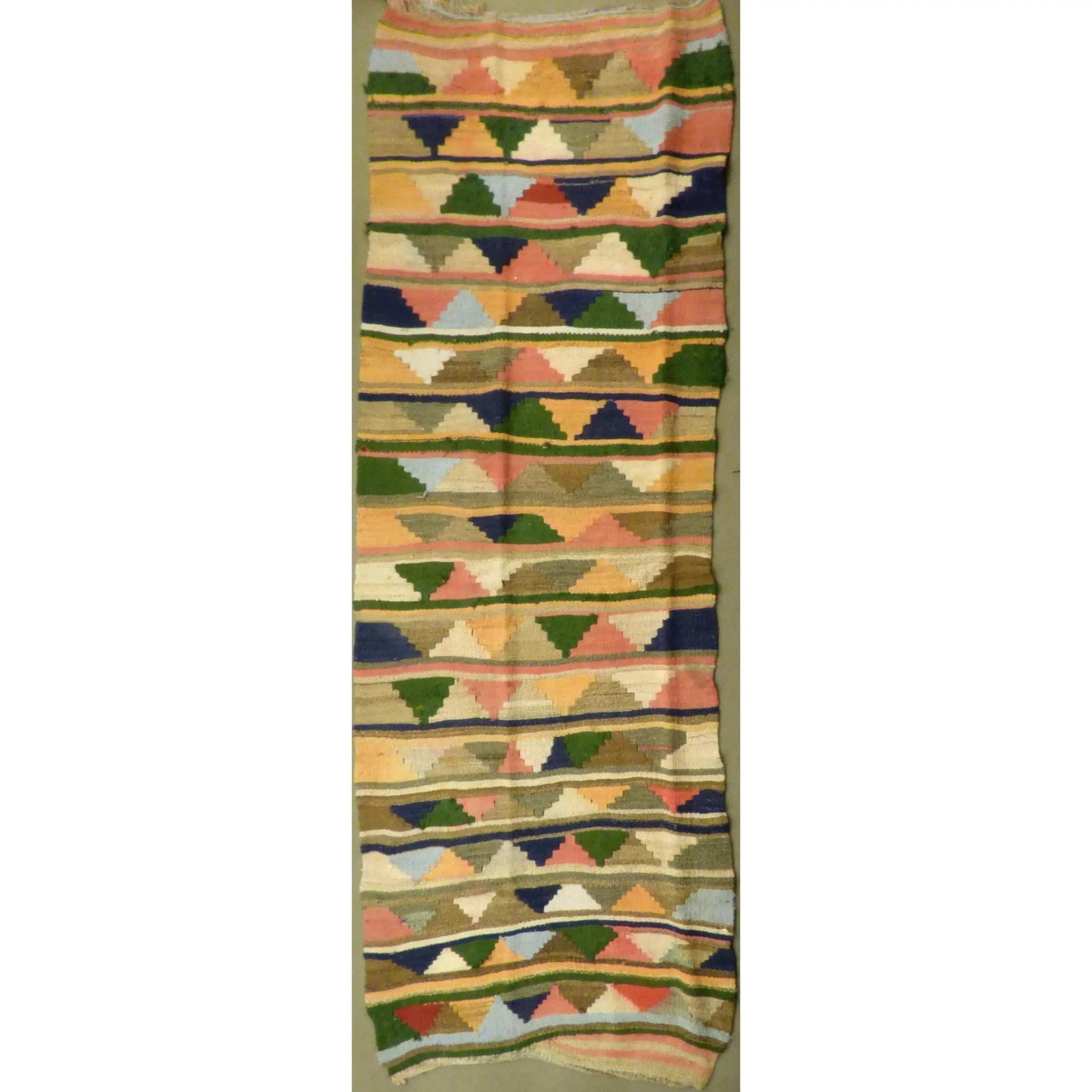 One Of The Kind Authentic Hand-Knotted Sanandaj Vintage Kilim 9'8" X 3'10": ABC Rugs Kilims Collection Authentic Hand-Knotted Sanandaj Vintage Kilims Natural Wool Seneh Collection Area Kilim 9'8" X 3'10" (Abckg1039) (Multi Color) Hand knotted and meticulously crafted by Sanan