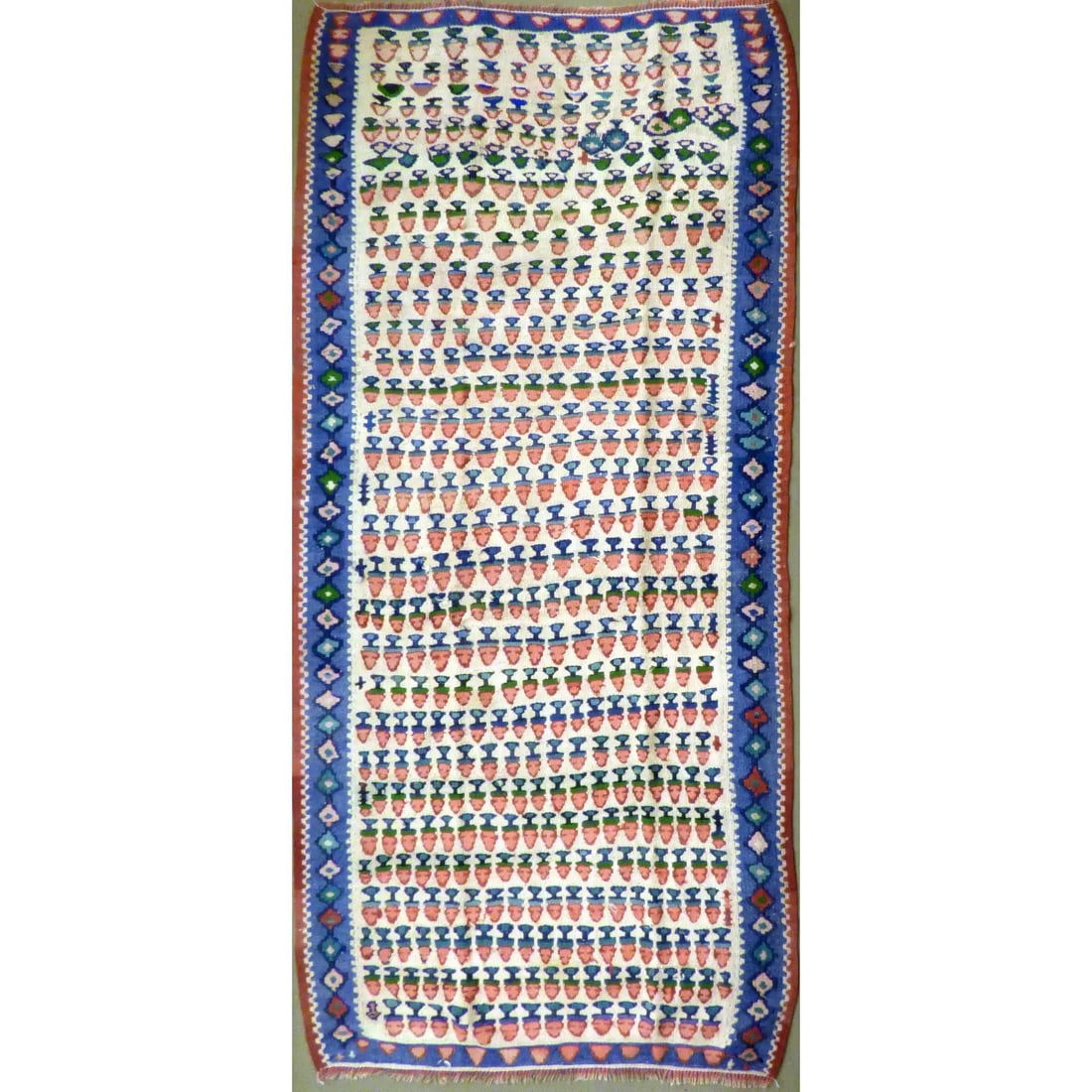 One Of The Kind Authentic Hand-Knotted Sanandaj Vintage Kilim 8'4" X 4'2": ABC Rugs Kilims Collection Authentic Hand-Knotted Sanandaj Vintage Kilims Natural Wool Seneh Collection Area Kilim 8'4" X 4'2" (Abckg1031) (Multi Color) Hand knotted and meticulously crafted by Sanand