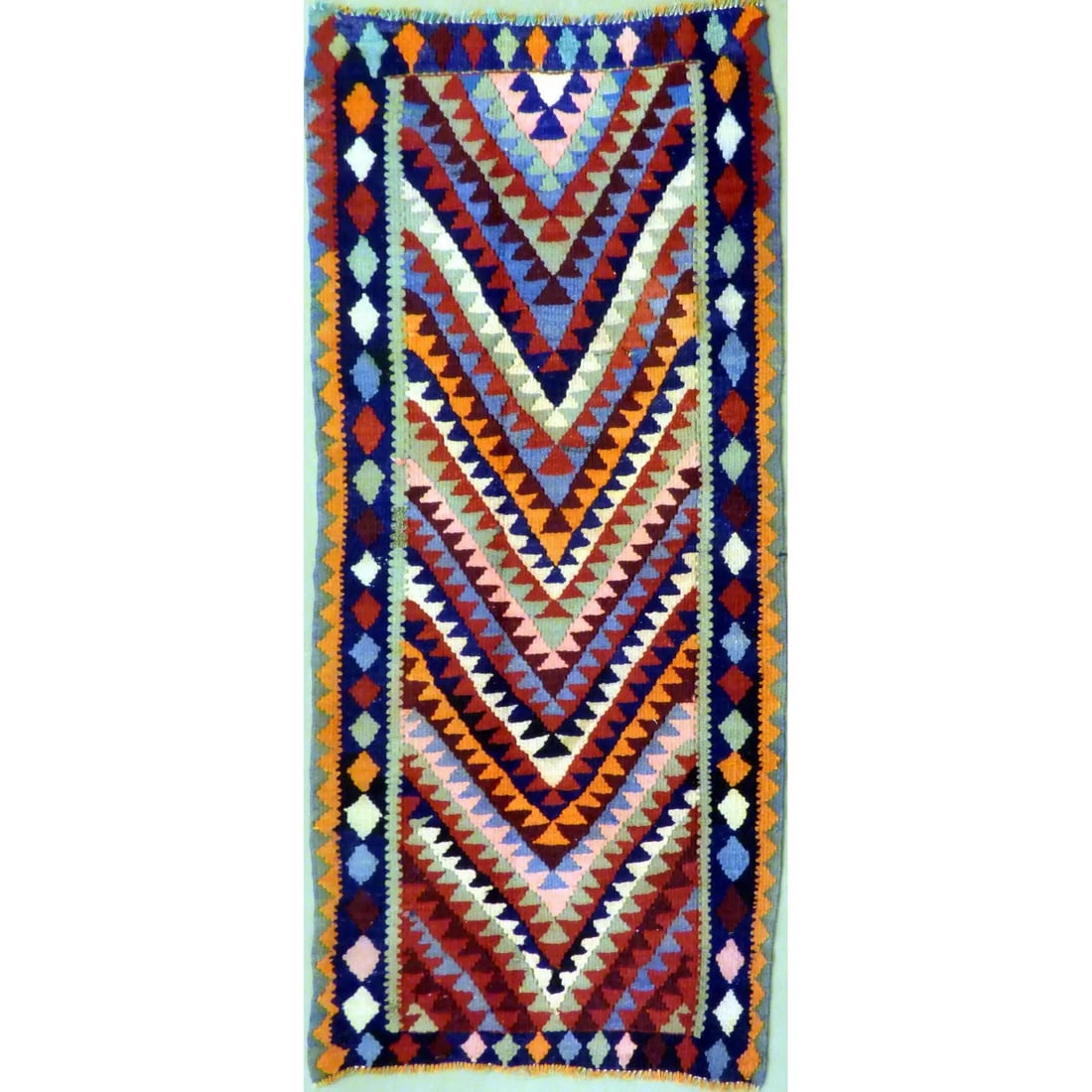 One Of The Kind Authentic Hand-Knotted Sanandaj Vintage Kilim 7'6" X 3'8": ABC Rugs Kilims Collection Authentic Hand-Knotted Sanandaj Vintage Kilims Natural Wool Seneh Collection Area Kilim 7'6" X 3'8" (Abckg1078) (Multi Color) Hand knotted and meticulously crafted by Sanand