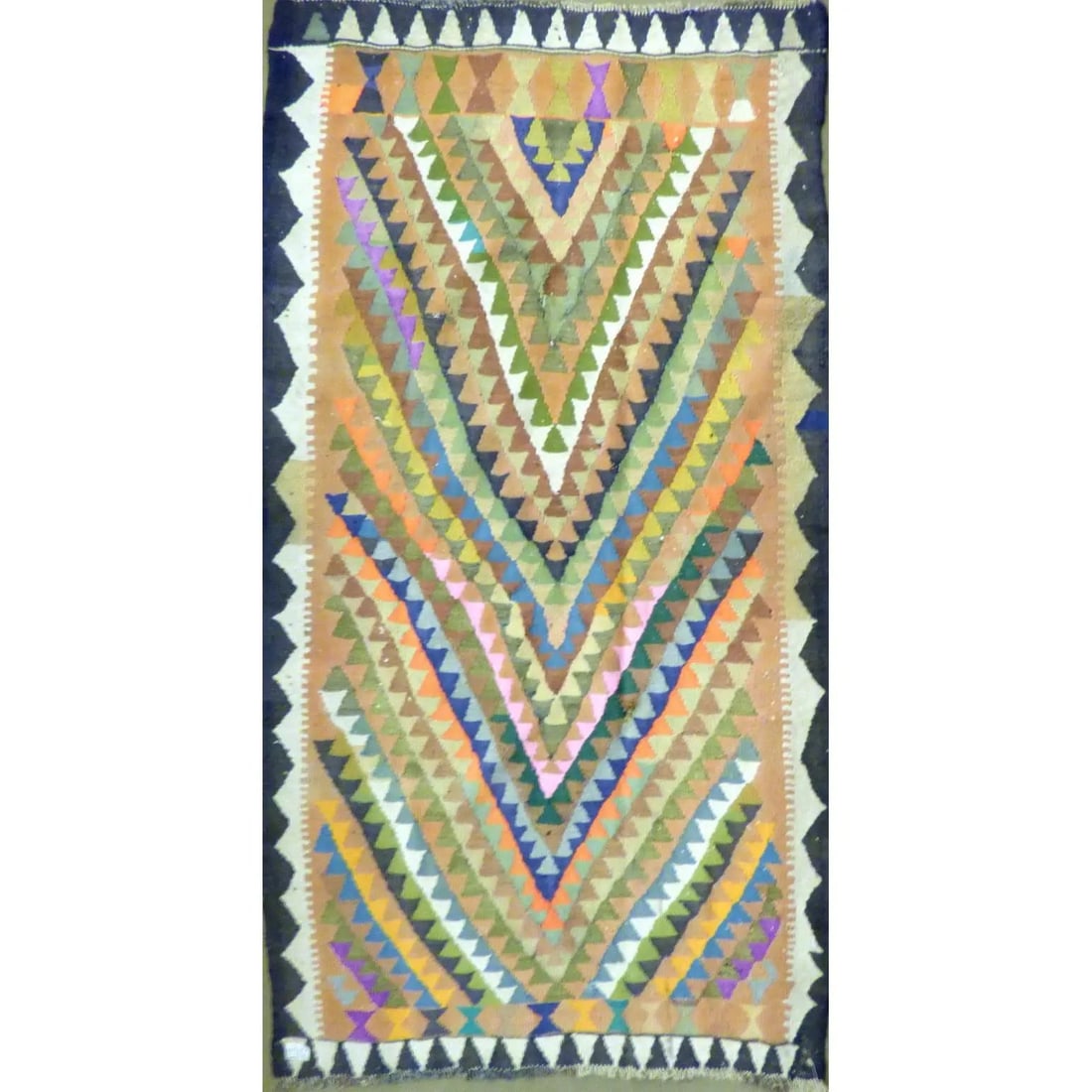 One Of The Kind Authentic Hand-Knotted Sanandaj Vintage Kilim 7'0" X 4'0": ABC Rugs Kilims Collection Authentic Hand-Knotted Sanandaj Vintage Kilims Natural Wool Seneh Collection Area Kilim 7'0" X 4'0" (Abckg1051) (Multi Color) Hand knotted and meticulously crafted by Sanand