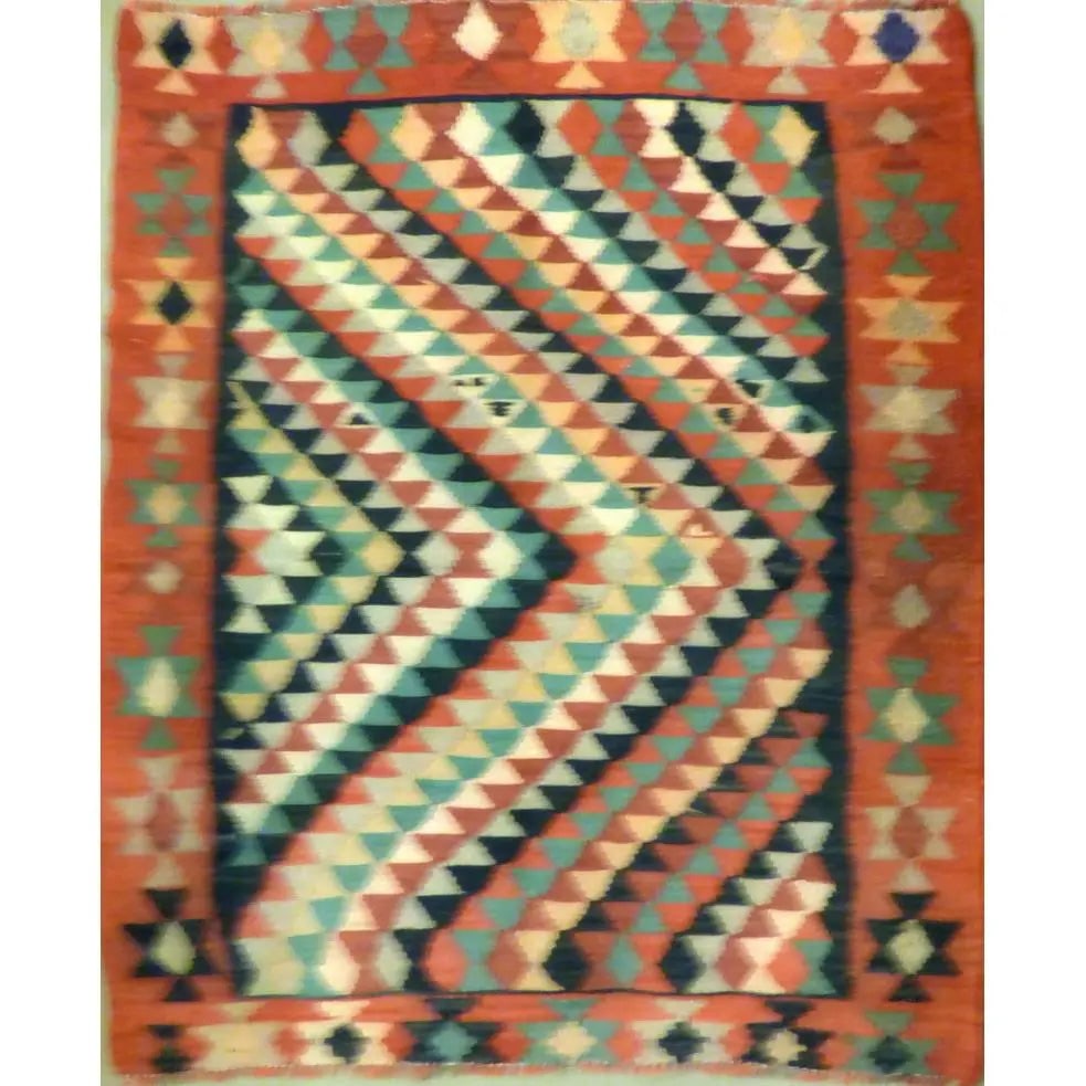 One Of The Kind Authentic Hand-Knotted Sanandaj Vintage Kilim 6'7" X 4'5": ABC Rugs Kilims Collection Authentic Hand-Knotted Sanandaj Vintage Kilims Natural Wool Seneh Collection Area Kilim 6'7" X 4'5" (Abckg1047) (Multi Color) Hand knotted and meticulously crafted by Sanand