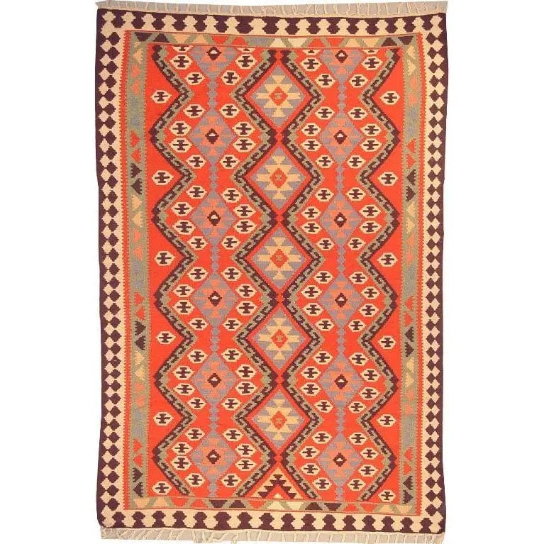 One Of The Kind Ardabil Persian Kilim 9'6" x 6'2": ABC Rugs Kilims Collection Ardabil Persian Kilim Collection And Modern Colorful Hand-Knotted Multi Area Kilim With Natural Wool And Cotton 9'6" X 6'2" Abck00226 Hand knotted and meticulously crafted b