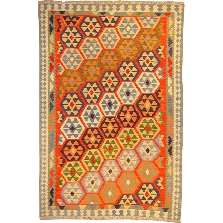 One Of The Kind Ardabil Persian Kilim 9'2" x 5'10": ABC Rugs Kilims Collection Ardabil Persian Kilim Collection And Modern Colorful Hand-Knotted Multi Area Kilim With Natural Wool And Cotton 9'2" X 5'10" Abck00115 Hand knotted and meticulously crafted 