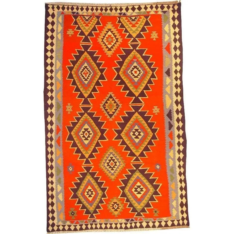 One Of The Kind Ardabil Persian Kilim 9'10" x 5'10": ABC Rugs Kilims Collection Ardabil Persian Kilim Collection And Modern Colorful Hand-Knotted Multi Area Kilim With Natural Wool And Cotton 9'10" X 5'10" Abck00187 Hand knotted and meticulously crafted