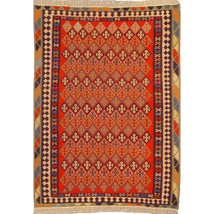 One Of The Kind Ardabil Persian Kilim 9'0" x 6'8": ABC Rugs Kilims Collection Ardabil Persian Kilim Collection And Modern Colorful Hand-Knotted Multi Area Kilim With Natural Wool And Cotton 9'0" X 6'8" Abck00059 Hand knotted and meticulously crafted b