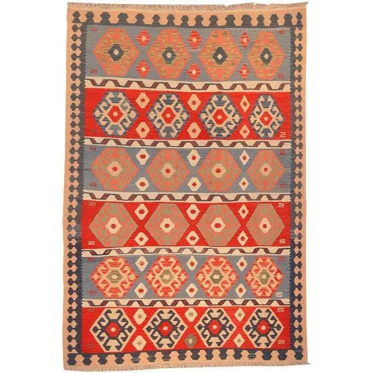 One Of The Kind Ardabil Persian Kilim 9'0" x 6'0": ABC Rugs Kilims Collection Ardabil Persian Kilim Collection And Modern Colorful Hand-Knotted Multi Area Kilim With Natural Wool And Cotton 9'0" X 6'0" Abck00118 Hand knotted and meticulously crafted b