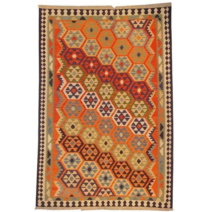 One Of The Kind Ardabil Persian Kilim 9'0" x 5'10": ABC Rugs Kilims Collection Ardabil Persian Kilim Collection And Modern Colorful Hand-Knotted Multi Area Kilim With Natural Wool And Cotton 9'0" X 5'10" Abck00178 Hand knotted and meticulously crafted 