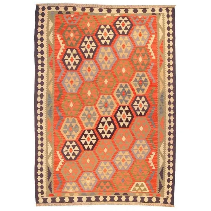 One Of The Kind Ardabil Persian Kilim 8'8" x 6'2": ABC Rugs Kilims Collection Ardabil Persian Kilim Collection And Modern Colorful Hand-Knotted Multi Area Kilim With Natural Wool And Cotton 8'8" X 6'2" Abck00146 Hand knotted and meticulously crafted b