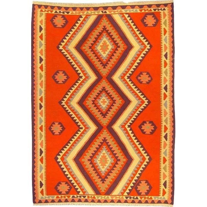 One Of The Kind Ardabil Persian Kilim 8'8" x 6'0": ABC Rugs Kilims Collection Ardabil Persian Kilim Collection And Modern Colorful Hand-Knotted Multi Area Kilim With Natural Wool And Cotton 8'8" X 6'0" Abck00182 Hand knotted and meticulously crafted b
