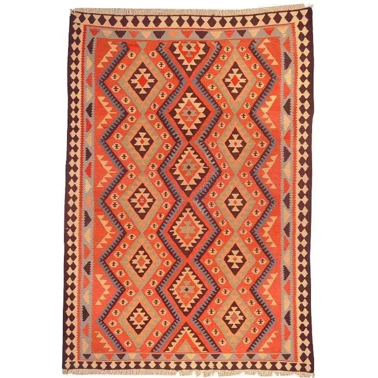 One Of The Kind Ardabil Persian Kilim 8'6" x 5'8": ABC Rugs Kilims Collection Ardabil Persian Kilim Collection And Modern Colorful Hand-Knotted Multi Area Kilim With Natural Wool And Cotton 8'6" X 5'8" Abck00186 Hand knotted and meticulously crafted b